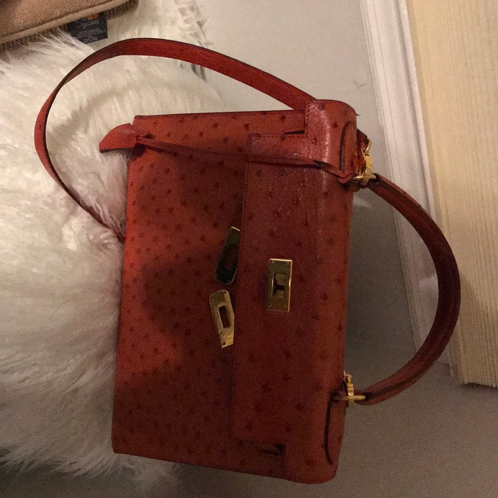 Hermès Kelly Red Ostrich leather size 28